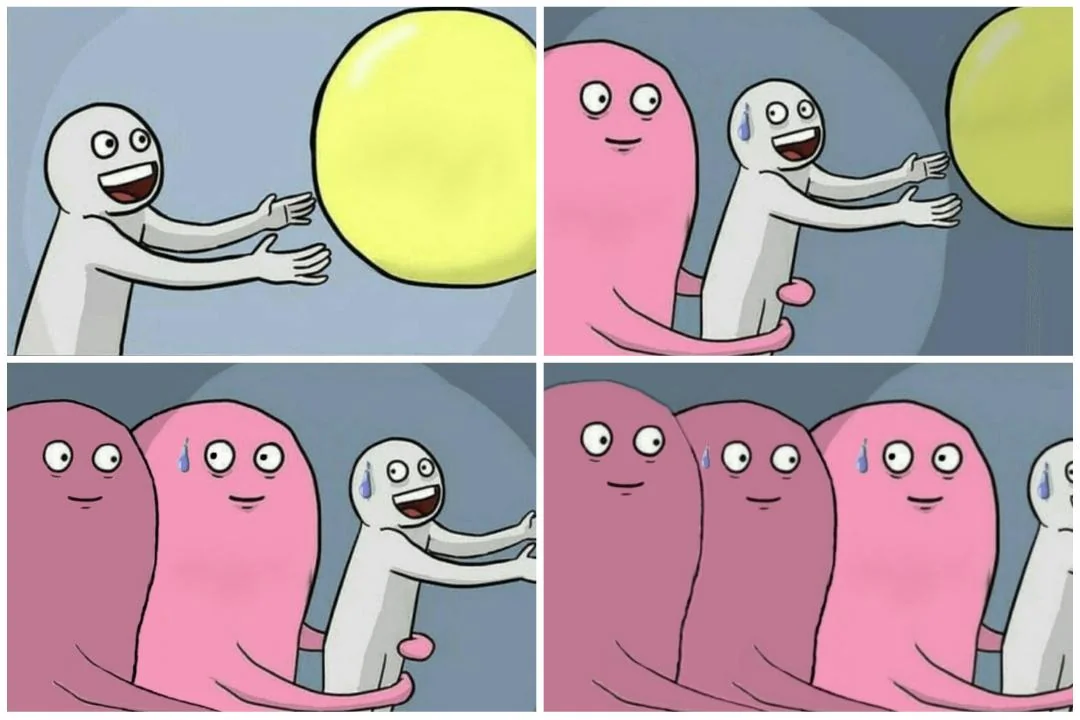 run away balloon 4 tiles Blank Meme Template