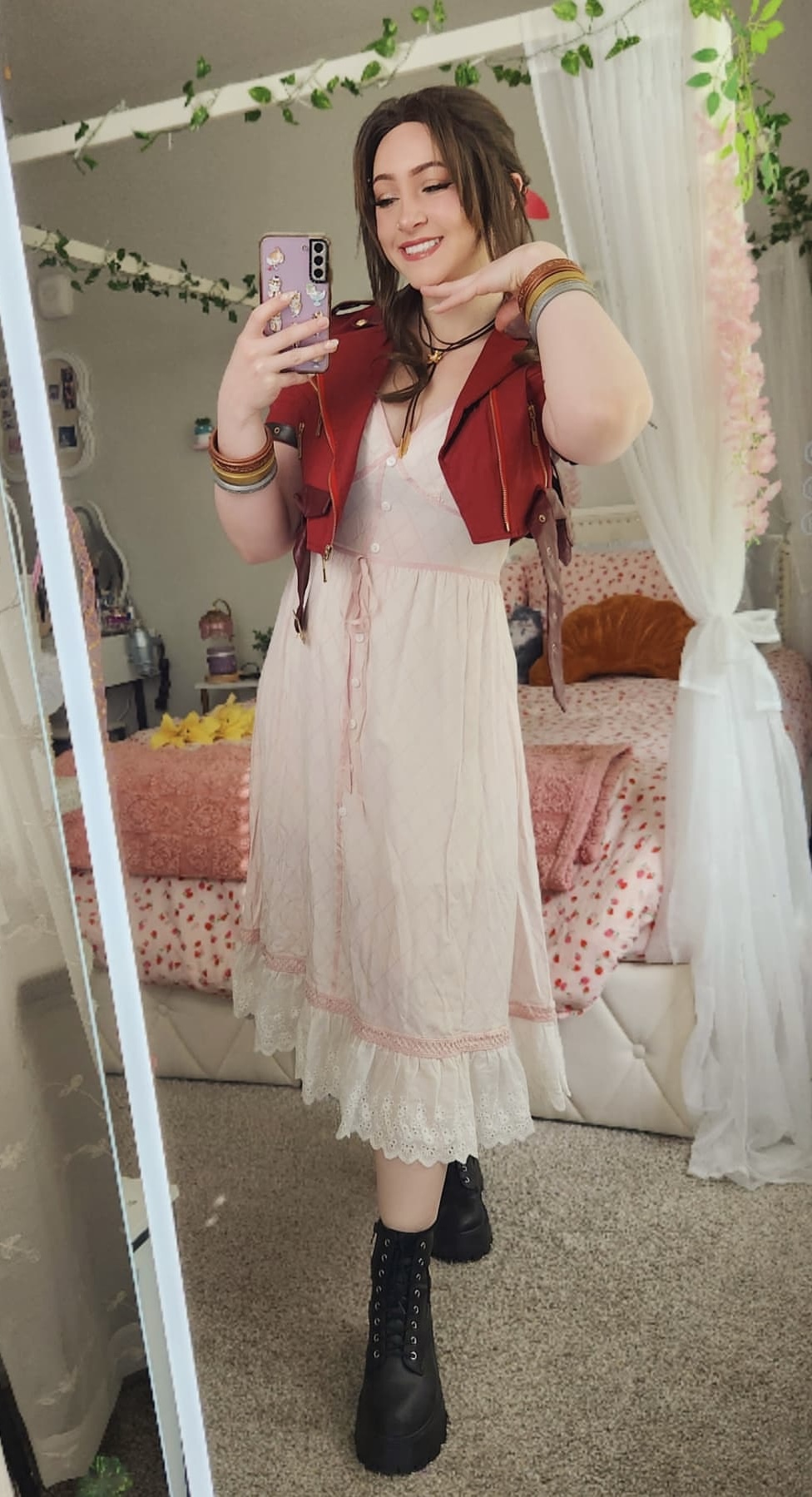 Jess Blaze Cosplay as Aerith Gainsborough Blank Meme Template