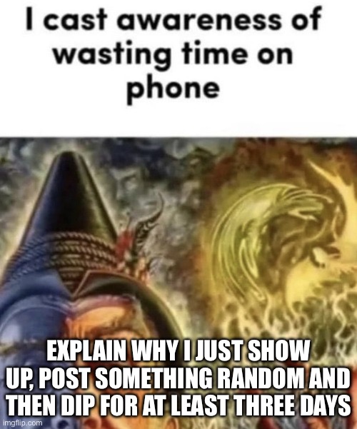 Idk how that became my upload schedule | EXPLAIN WHY I JUST SHOW UP, POST SOMETHING RANDOM AND THEN DIP FOR AT LEAST THREE DAYS | made w/ Imgflip meme maker