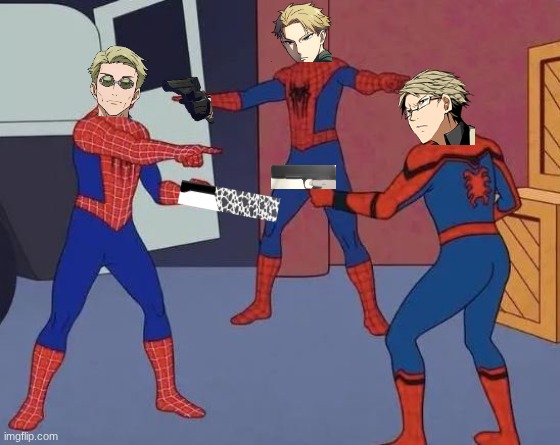 image tagged in 3 spiderman pointing | made w/ Imgflip meme maker