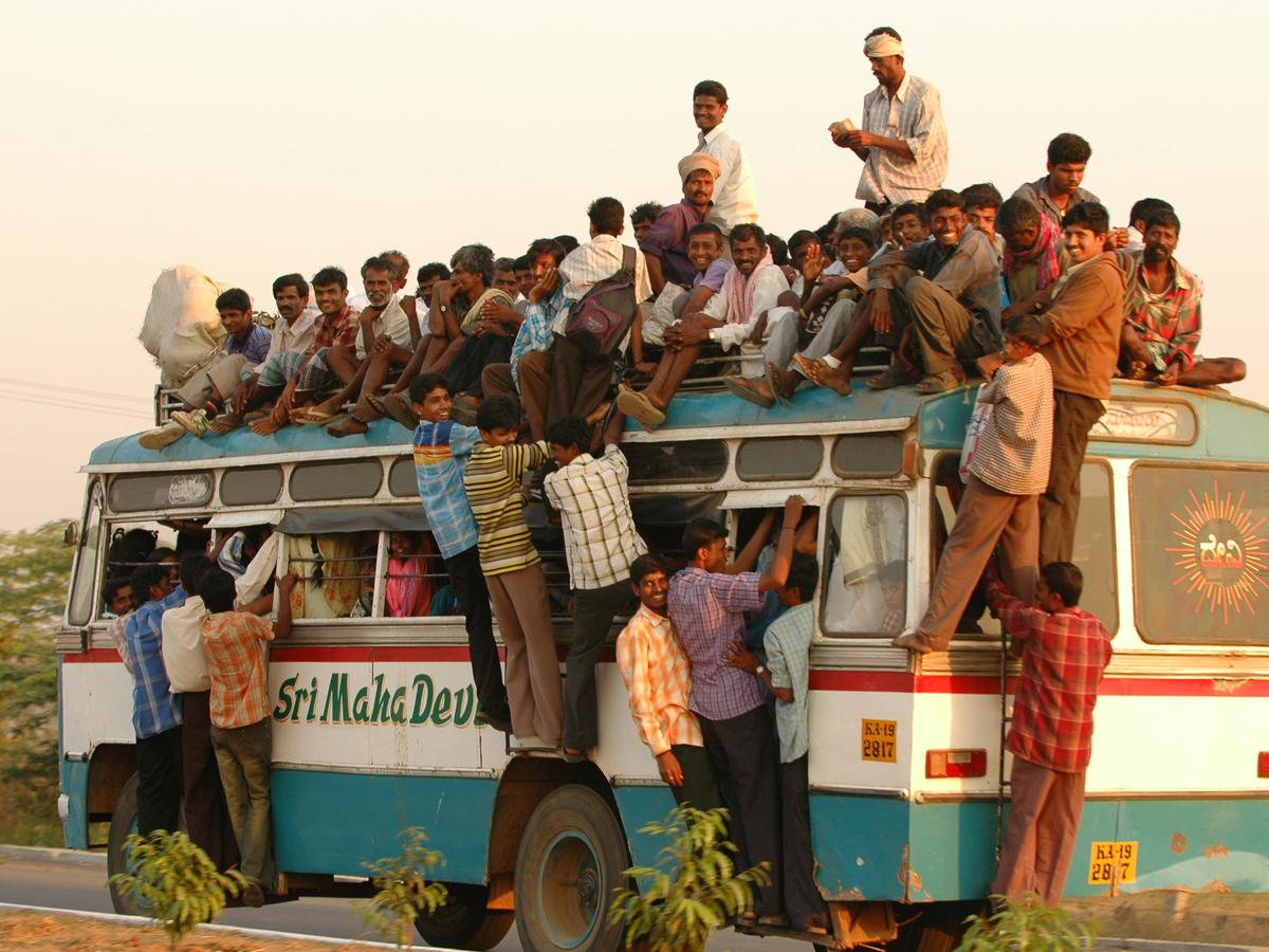 Overcrowded Bus in India Blank Meme Template