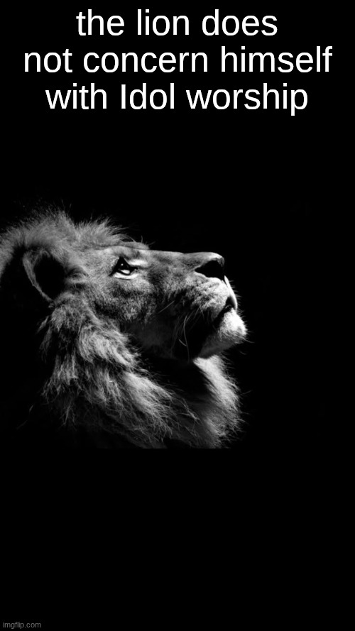 A lion doesn’t concern himself | the lion does not concern himself with Idol worship | image tagged in a lion doesn t concern himself | made w/ Imgflip meme maker