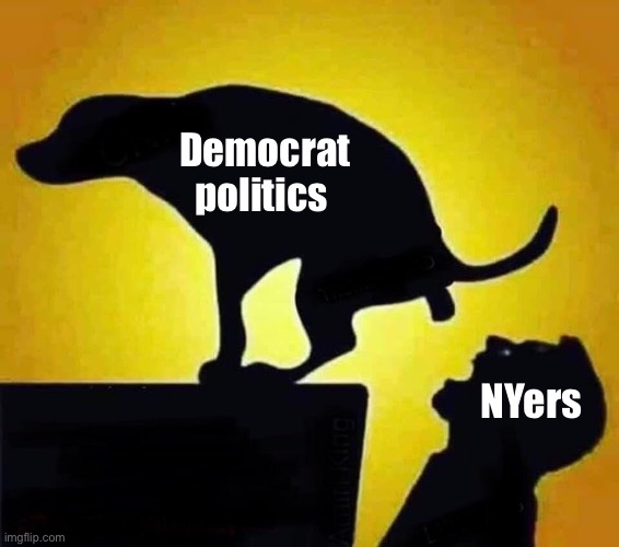 Democrat
politics NYers | image tagged in dog pooping in mouth | made w/ Imgflip meme maker