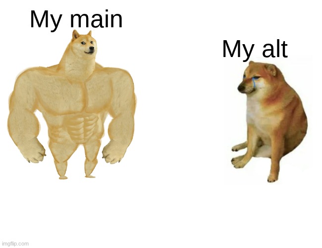 Buff Doge vs. Cheems Meme | My main My alt | image tagged in memes,buff doge vs cheems | made w/ Imgflip meme maker