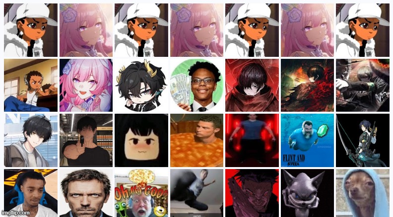 what are my old pfps bru | made w/ Imgflip meme maker