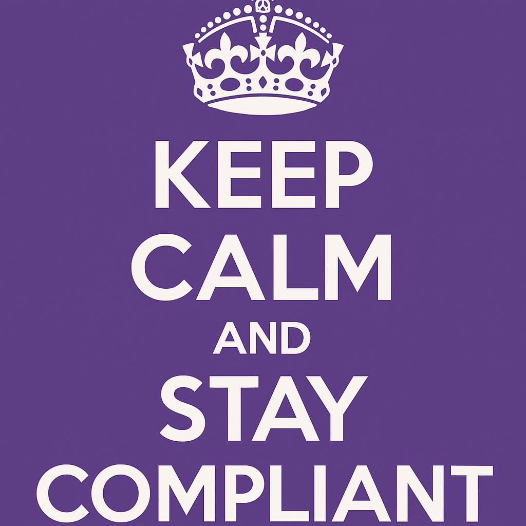 keep calm and stay compliant meme with purple background Blank Meme Template