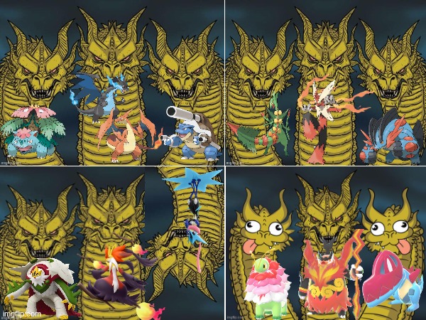 Mega Final Evolved Starters Over the years | image tagged in memes,funny,pokemon,gaming | made w/ Imgflip meme maker
