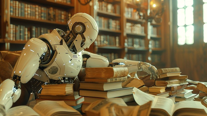 robot read book Blank Meme Template