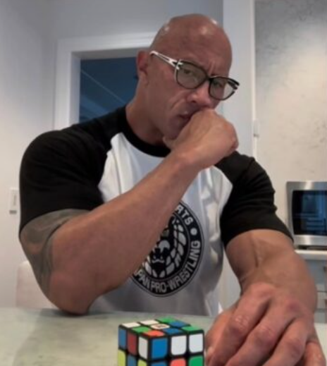 Dwayne Solving Rubik's Cube Blank Meme Template