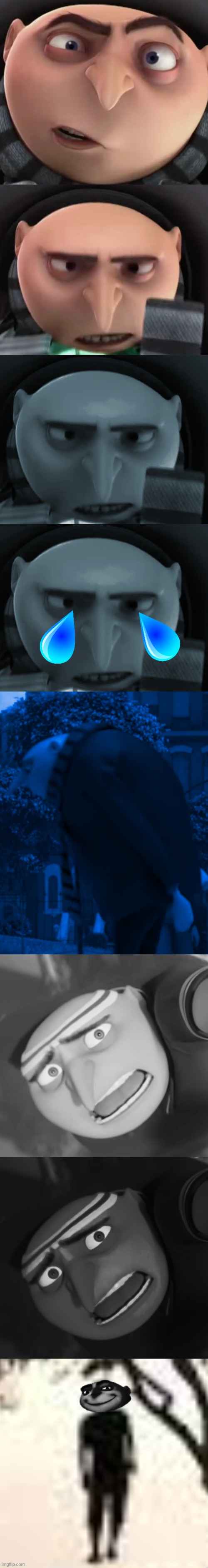 gru becoming sad | image tagged in mr incredible becoming uncanny | made w/ Imgflip meme maker