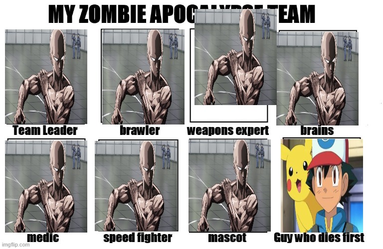 My Zombie Apocalypse Team | image tagged in my zombie apocalypse team | made w/ Imgflip meme maker