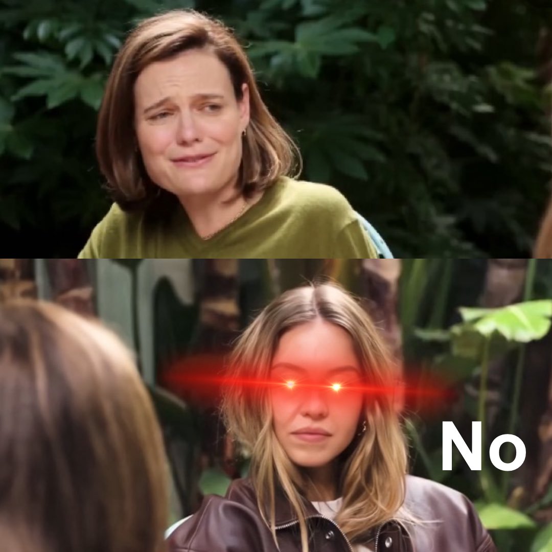 Sydney Sweeney red eyes Blank Meme Template