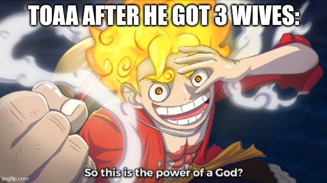 So this is the power of a god? | TOAA AFTER HE GOT 3 WIVES: | image tagged in so this is the power of a god | made w/ Imgflip meme maker