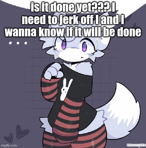 uhhhh, don't mind | is it done yet??? I need to jerk off I and I wanna know if it will be done | image tagged in furry femboy speech bubble | made w/ Imgflip meme maker