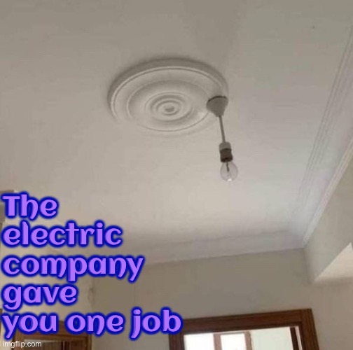 Electrical Fail | The electric company gave you one job | image tagged in you had one job,you had one job just the one,epic fail,task failed successfully,you're fired,hilarious memes | made w/ Imgflip meme maker