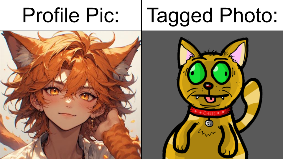 Profile Pic vs Tagged Photo Blank Meme Template