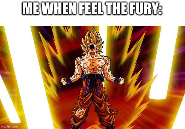 Super Saiyan | ME WHEN FEEL THE FURY: | image tagged in super saiyan | made w/ Imgflip meme maker