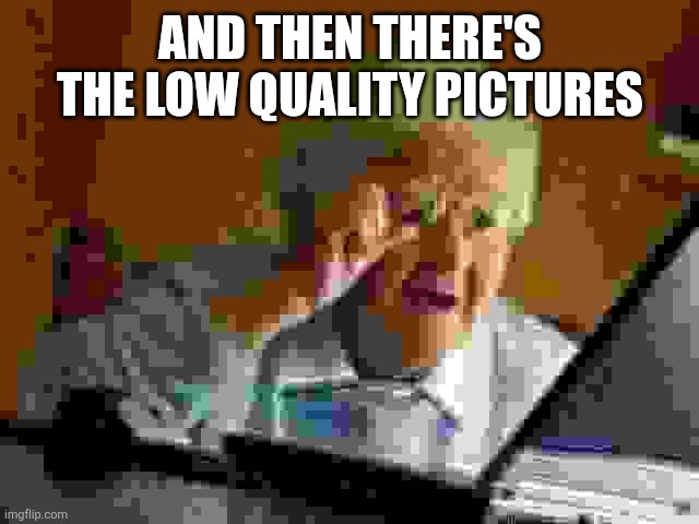 AND THEN THERE'S THE LOW QUALITY PICTURES | image tagged in memes,grandma finds the internet | made w/ Imgflip meme maker