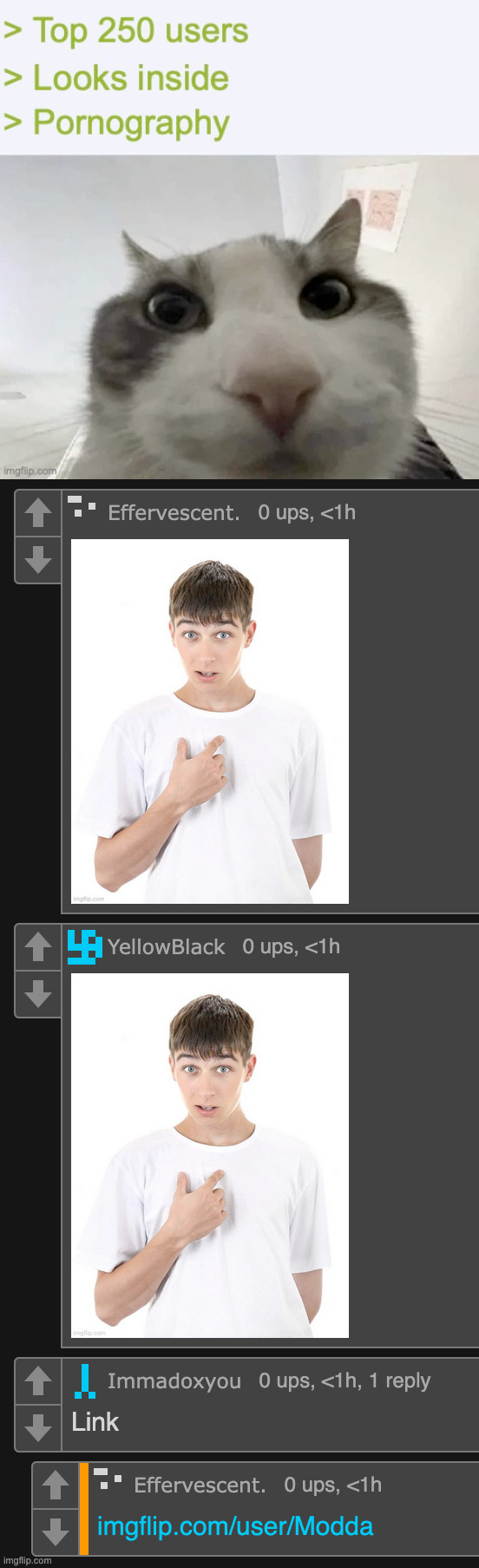 Modda & Trustigoat alone making all other top 250 users instantly look worse: | made w/ Imgflip meme maker