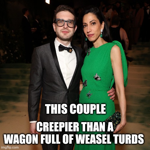 Soros meme | THIS COUPLE; CREEPIER THAN A WAGON FULL OF WEASEL TURDS | image tagged in creepy | made w/ Imgflip meme maker