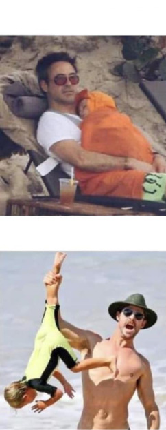 father and son at the beach Blank Meme Template