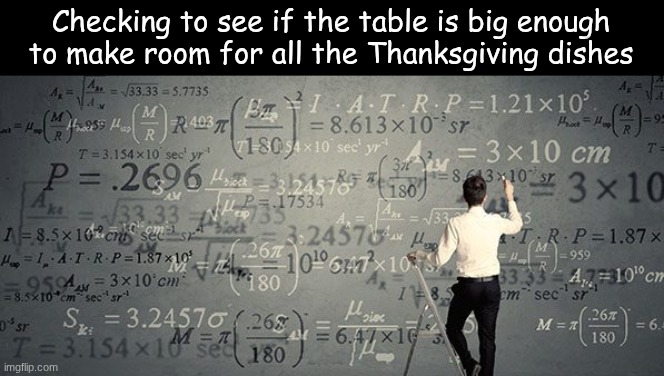 Everything has to be perfect when the guests arrive | Checking to see if the table is big enough to make room for all the Thanksgiving dishes | image tagged in memes,funny,thanksgiving,funny memes | made w/ Imgflip meme maker