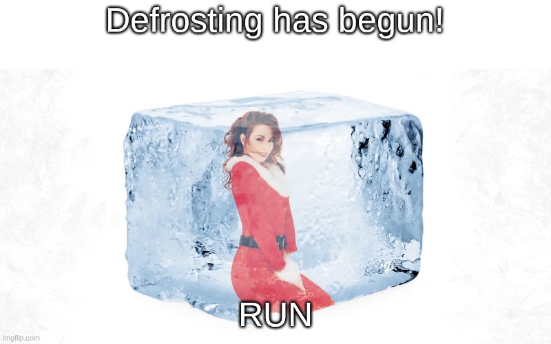 run | Defrosting has begun! RUN | image tagged in funny,relatable,christmas | made w/ Imgflip meme maker