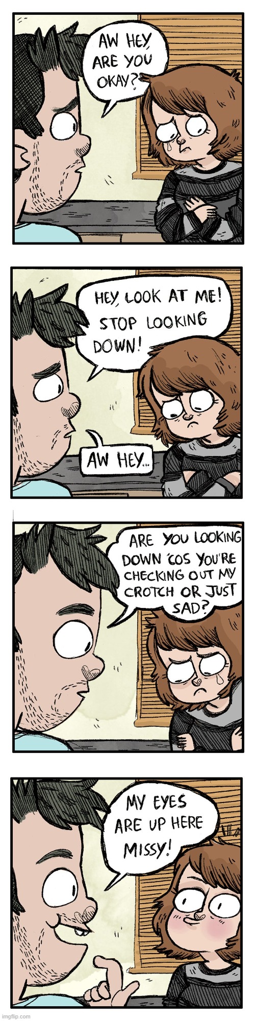 image tagged in sadness,looking,down,eyes,up,here | made w/ Imgflip meme maker