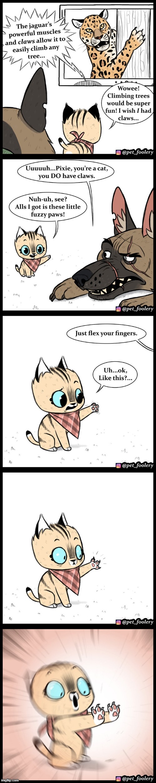 This is one of my favorite comics LOL | image tagged in tv,jaguar,dog,cat,claws,mind blown | made w/ Imgflip meme maker