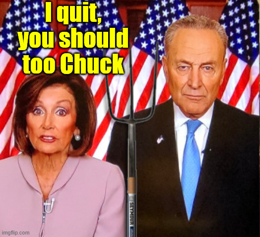 American Gothic II | I quit, you should too Chuck | image tagged in american gothic ii | made w/ Imgflip meme maker