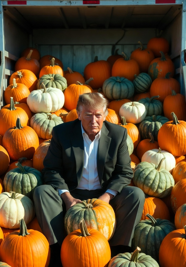 Donald Trump truckload of pumpkins Blank Meme Template