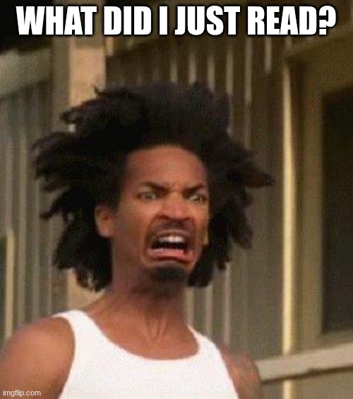 Disgusted Face | WHAT DID I JUST READ? | image tagged in disgusted face | made w/ Imgflip meme maker