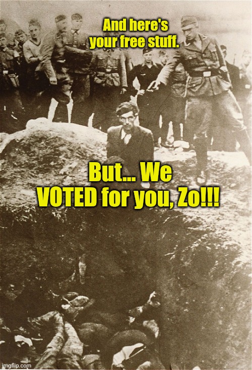 And here's your free stuff. But... We VOTED for you, Zo!!! | made w/ Imgflip meme maker