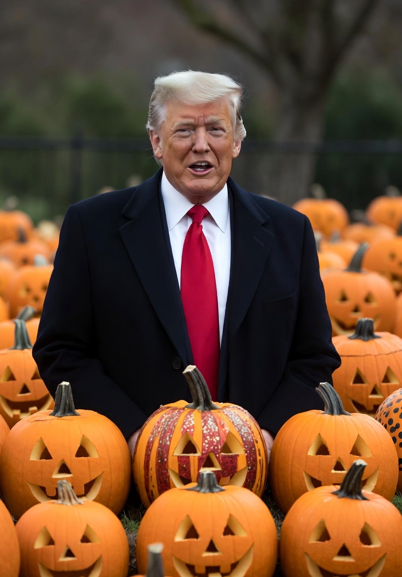Donald Trump addressing his Pumpkin heads Blank Meme Template