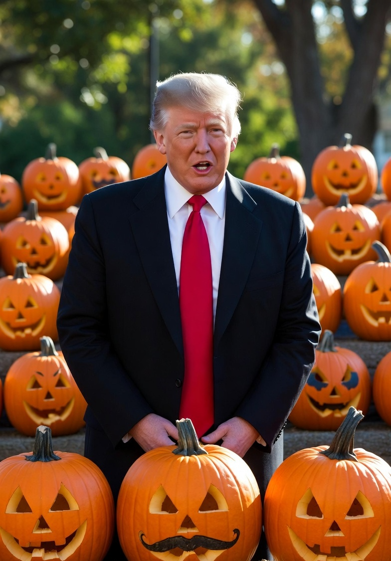 Donald Trump addressing his Pumpkin heads Blank Meme Template