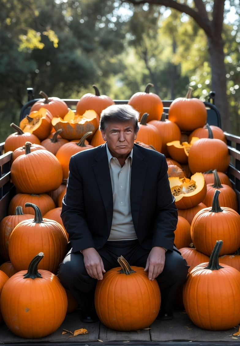 Donald Trump pumpkin truck Blank Meme Template