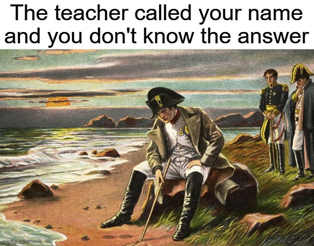 i'm out of meme ideas | The teacher called your name and you don't know the answer | image tagged in napoleon | made w/ Imgflip meme maker