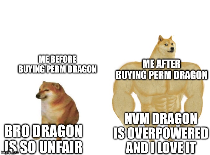 Dragon Overpowered or not??? | ME BEFORE BUYING PERM DRAGON; ME AFTER BUYING PERM DRAGON; NVM DRAGON IS OVERPOWERED AND I LOVE IT; BRO DRAGON IS SO UNFAIR | image tagged in roblox | made w/ Imgflip meme maker