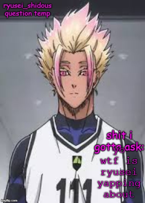 is he ok | yo wtf is ryusei yapping about | image tagged in shidous questioning temp | made w/ Imgflip meme maker