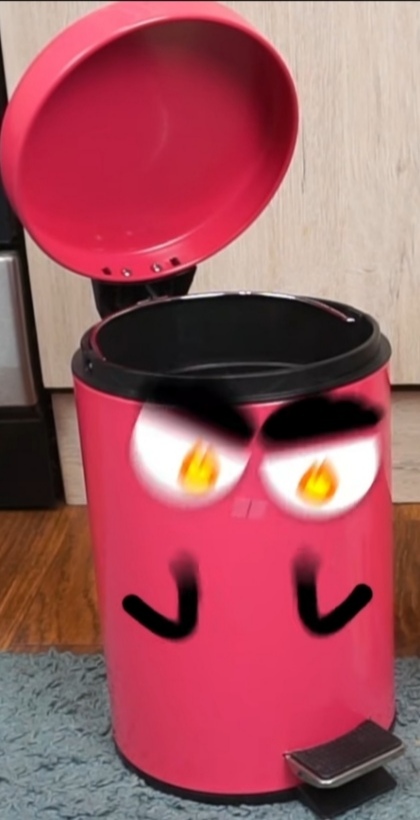 Angry pink bin doodland Blank Meme Template
