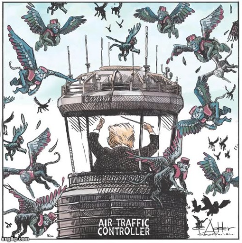 image tagged in airport,donald trump,flying monkeys,airlines,government shutdown | made w/ Imgflip meme maker
