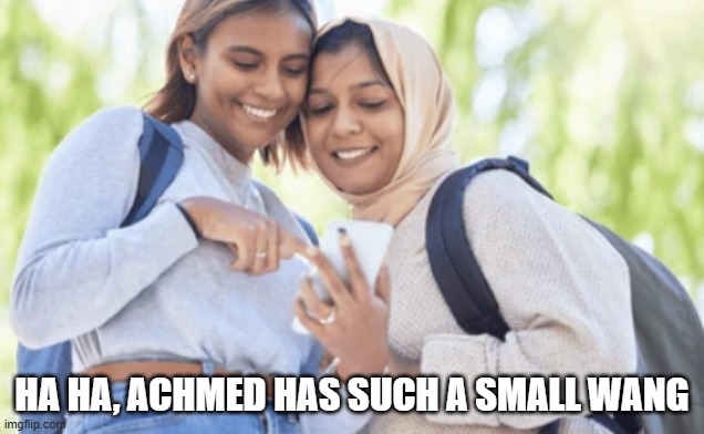 Laugh at It Ladies | HA HA, ACHMED HAS SUCH A SMALL WANG | image tagged in sex jokes | made w/ Imgflip meme maker