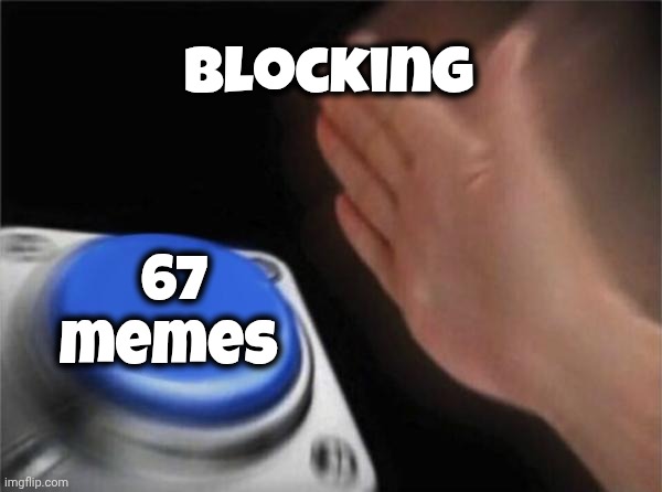 Blank Nut Button Meme | Blocking 67
memes | image tagged in memes,blank nut button | made w/ Imgflip meme maker