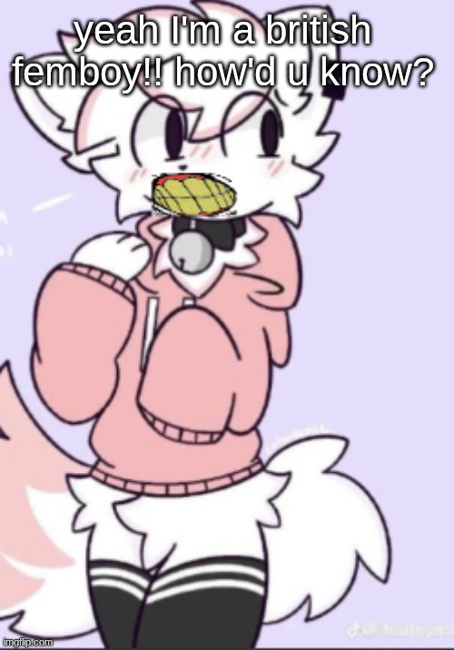 s | yeah I'm a british femboy!! how'd u know? | made w/ Imgflip meme maker