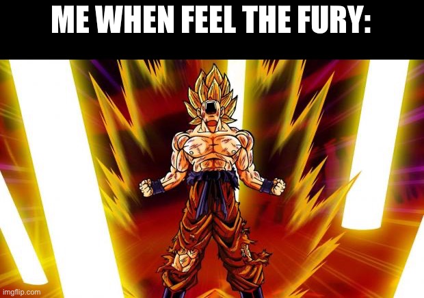 Super Saiyan | ME WHEN FEEL THE FURY: | image tagged in super saiyan | made w/ Imgflip meme maker