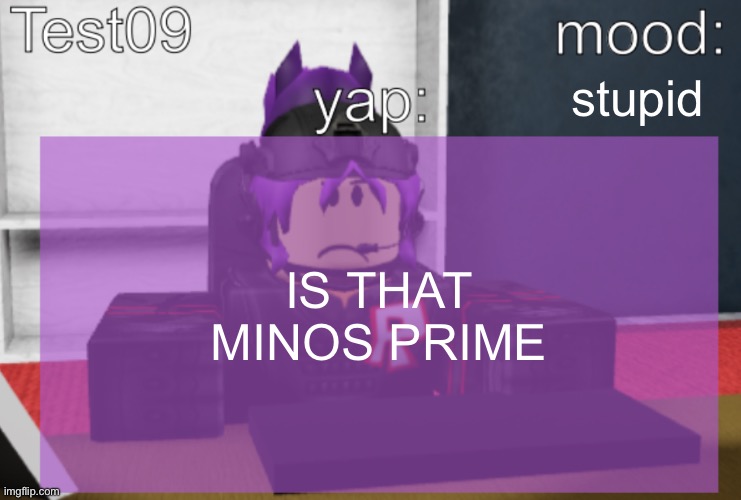 Test09 Jane Doe Temp | stupid; IS THAT MINOS PRIME | image tagged in test09 jane doe temp | made w/ Imgflip meme maker