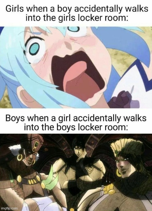 image tagged in konosuba,jjba,aqua | made w/ Imgflip meme maker