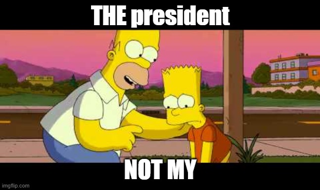 THE president NOT MY | image tagged in homer so far | made w/ Imgflip meme maker