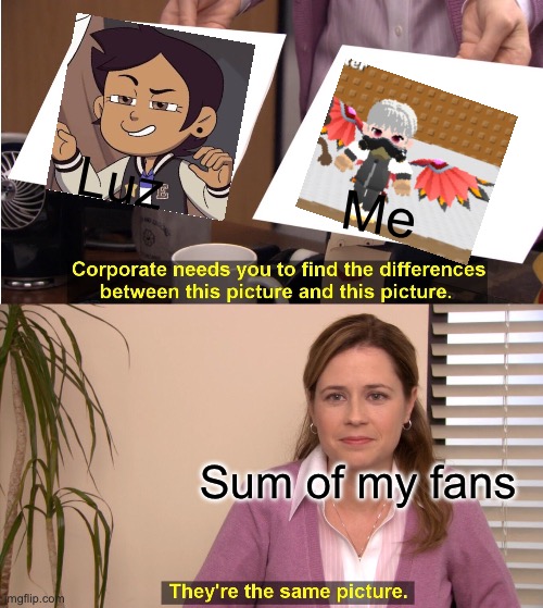 They're The Same Picture | Luz; Me; Sum of my fans | image tagged in memes,they're the same picture | made w/ Imgflip meme maker