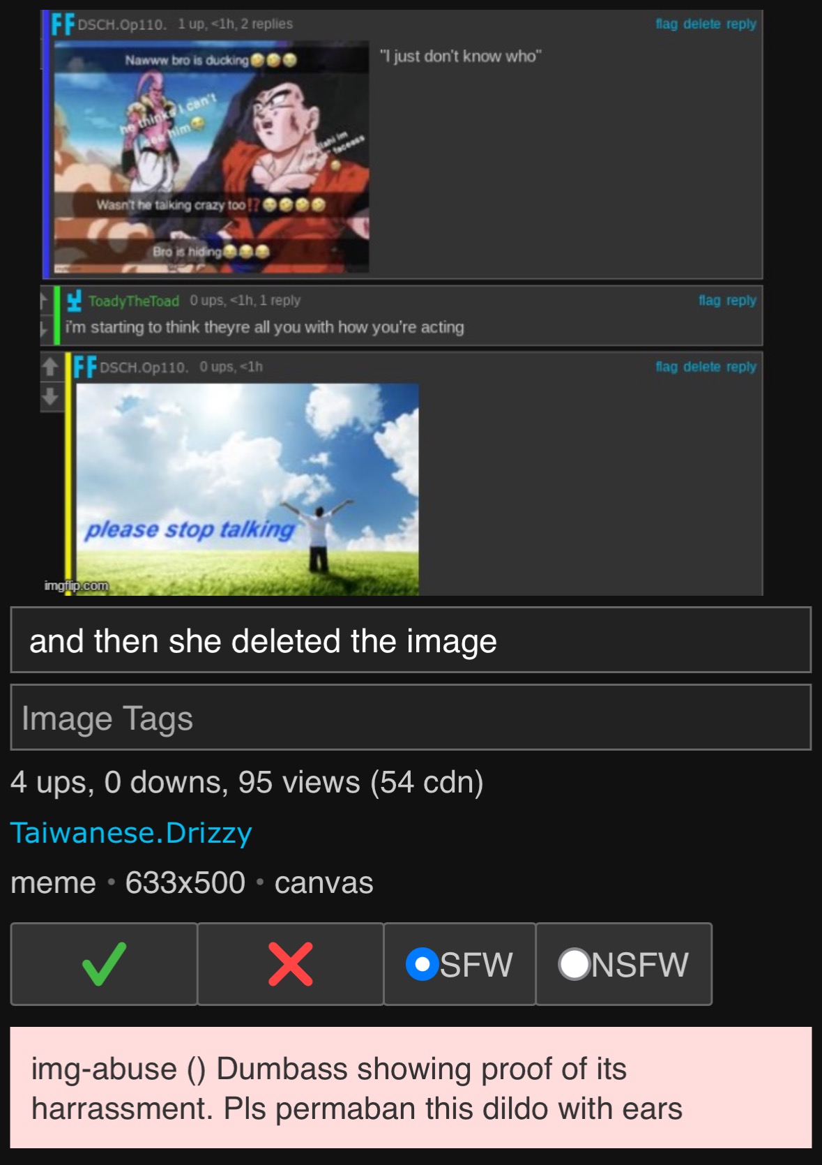 "dildo with ears" lwk kinda funny lol but theres a rule about anonymous flags not counting i think | made w/ Imgflip meme maker